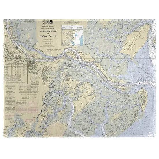 Betsy Drake Savannah River and Wassaw Sound, GA Nautical Map Place Mat Set of 4 {1}
