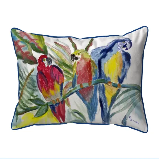 Betsy Drake Parrot Family Extra Large 20 X 24 Indoor / Outdoor Pillow {1}