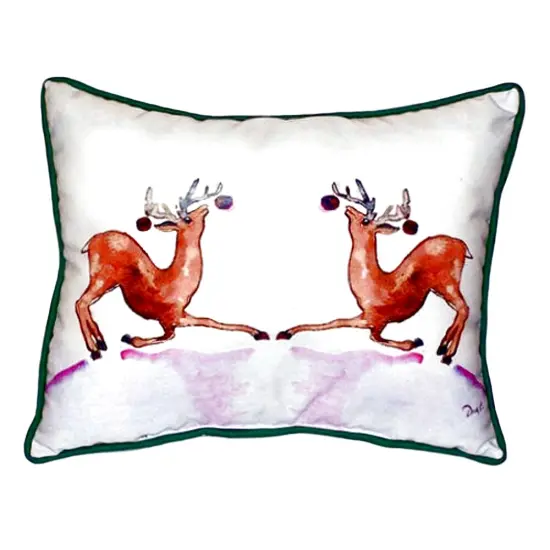 Betsy Drake Dancing Reindeer Extra Large 20 X 24 Indoor / Outdoor Pillow {1}