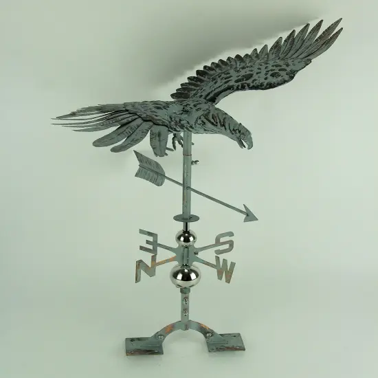 Verdigris Patina Metal Flying Eagle Weather Vane with Roof Mount {3}