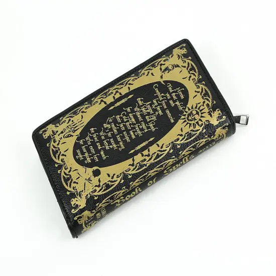 Black and Gold Book of Spells Checkbook Style Wallet Gothic Fashion {4}