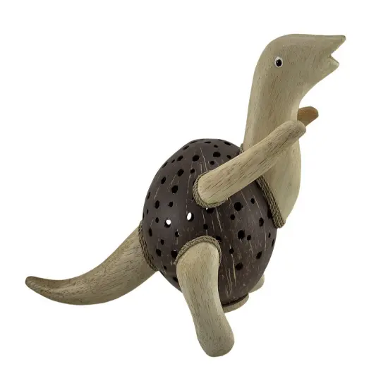 Dinosaurus Rex Wood & Coconut Shell Coin Bank {3}