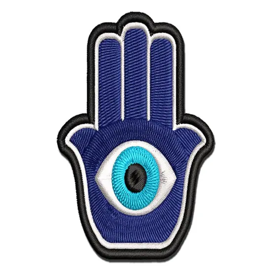 Hamsa Evil Eye Hand Ward Protection Symbol Charm Khamsa Hamesh Multi-Color Embroidered Iron-On or Hook & Loop Patch Applique {1}