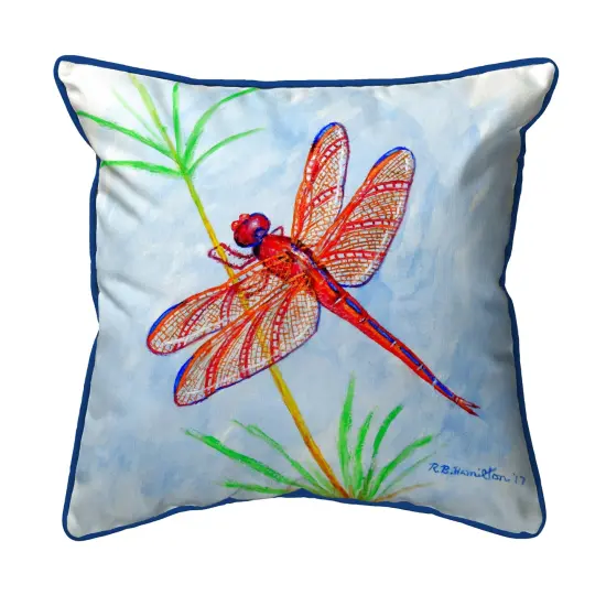 Betsy Drake Red Dragonfly Large Pillow 18x18 {1}