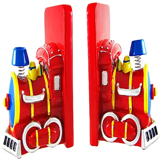 Charming Red Train Engine Bookends {1}