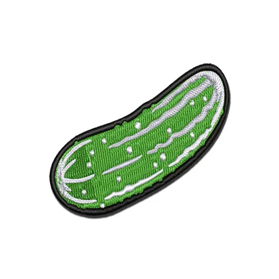 Dill Pickle Cucumber Multi-Color Embroidered Iron-On or Hook & Loop Patch Applique {1}