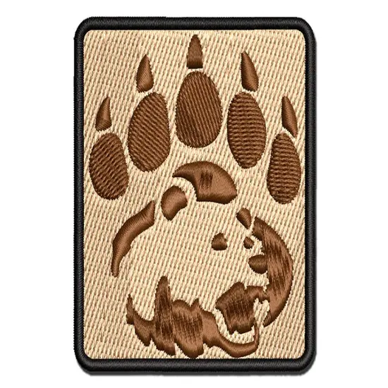 Grizzly Bear Head in Claw Paw Multi-Color Embroidered Iron-On or Hook & Loop Patch Applique {1}