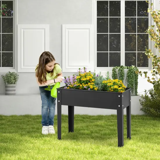 Costway 24" Raised Garden Bed with Legs Metal Elevated Planter Box Drainage Hole Backyard Green/Black {9}