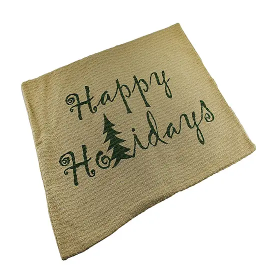 Evergreen Happy Holidays Woven Cotton Pillow Cover 14 X 18 in. {1}