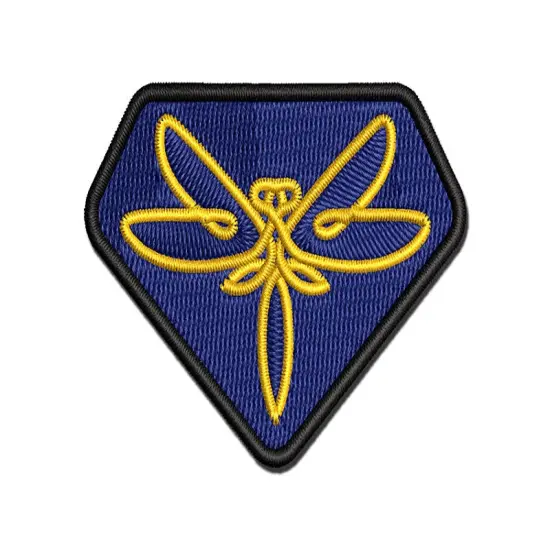 Elegant Abstract Dragonfly Line Art Multi-Color Embroidered Iron-On or Hook & Loop Patch Applique {1}