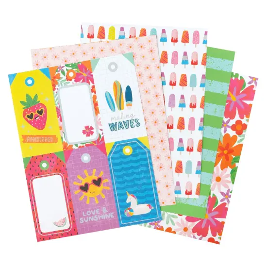 Pebbles Double-Sided 6x8" Paper Pad with Holographic Foil - Fun In The Sun {3}