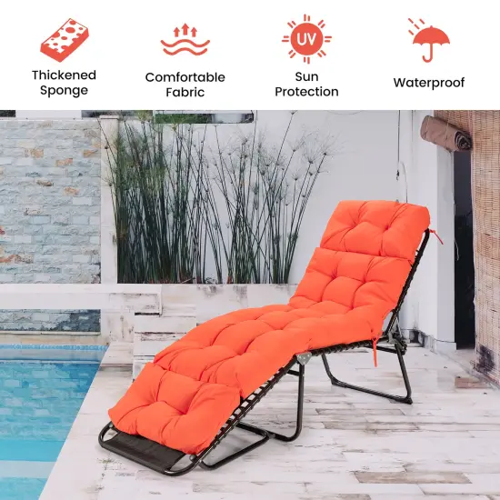 Costway 73'' Lounge Chaise Cushion Padded Recliner Cushion Indoor Outdoor Navy/Orange/Black/Dark Orange/Beige/Gray/Brown {4}