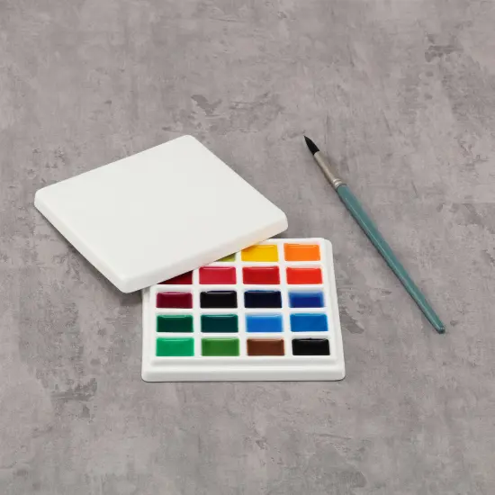 Creative Mark English Glazed Porcelain Palette , Sturdy Construction with 20 Deep Paint Wells for Color Mixing, Palette for Watercolor, Gouache & Oil Paints for Artists, Professionals, Students White {6}