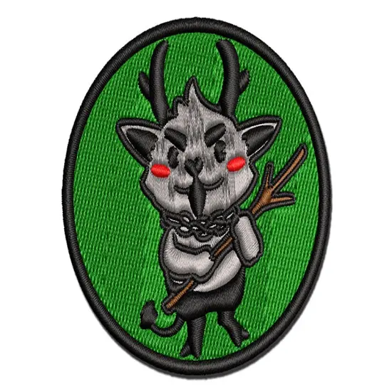 Little Christmas Krampus Multi-Color Embroidered Iron-On or Hook & Loop Patch Applique {1}
