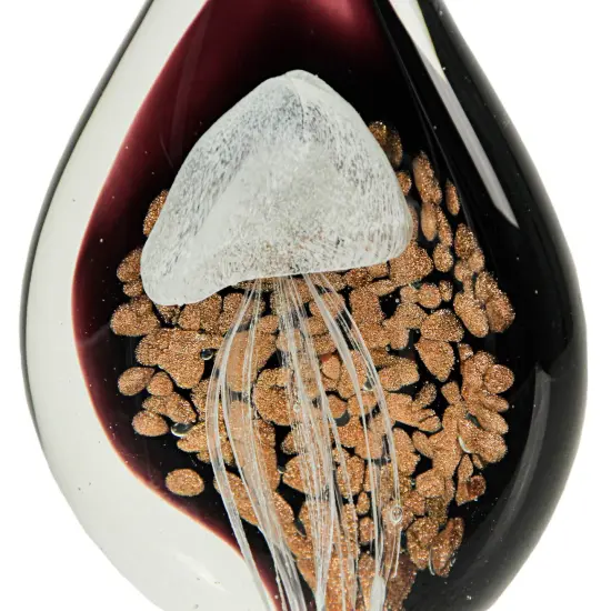 7 Inch Glass Drop Jellyfish Coral Bookends Home Decor Sculpture Coastal Set of 2 {6}