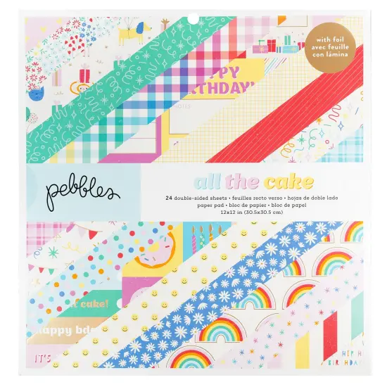 Pebbles All The Cake Double-Sided Paper Pad 12"X12" 24/Pkg-With Gold Foil {1}