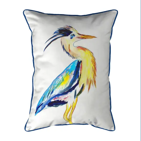 Betsy Drake Vertical Blue Heron Large Indoor/Outdoor Pillow 16x20 Multicolor {1}