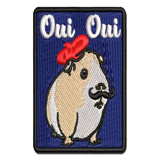 French Guinea Pig Oui Oui Multi-Color Embroidered Iron-On or Hook & Loop Patch Applique {1}