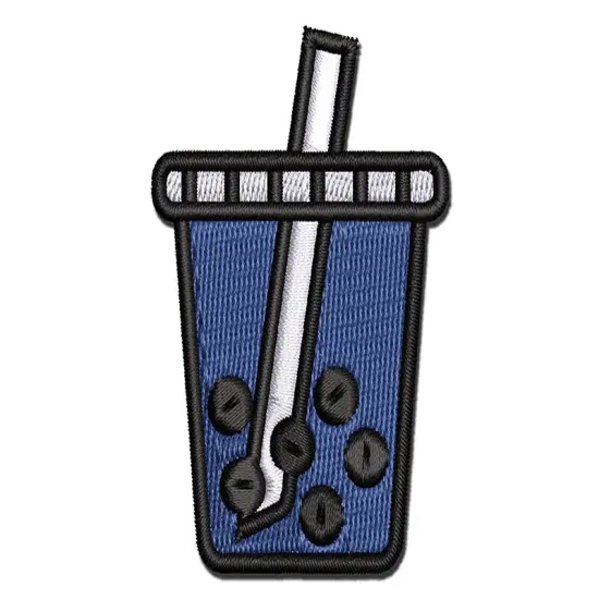 Boba Bubble Milk Tea Multi-Color Embroidered Iron-On or Hook & Loop Patch Applique {1}
