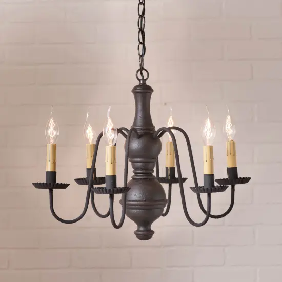 Irvin's Country Tinware Medium Chesterfield Chandelier in Americana Black {3}