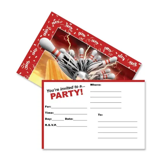 Party Postcard Invitations | Bowling Thunder 4 in x 6 in Plastic wrapped | RAHEEV&reg; {2}