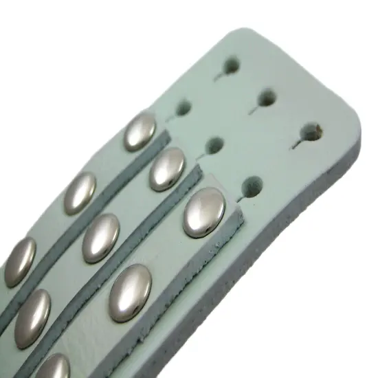 Leather 3 Row Metal Studs Wristband Wrist Band {6}