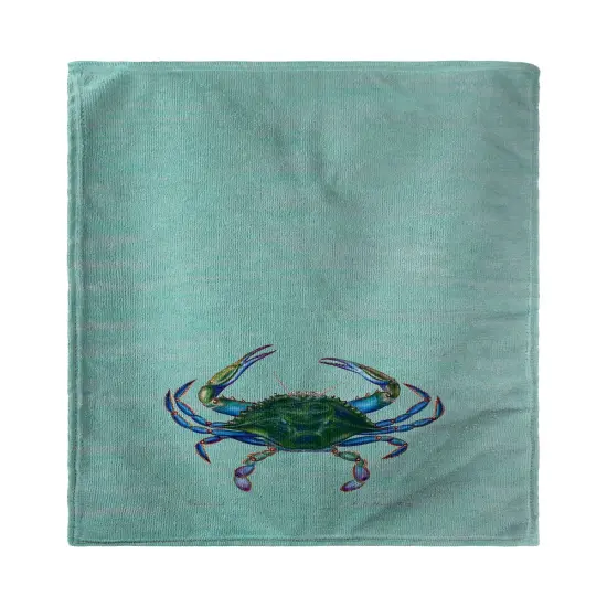 Betsy Drake Male Blue Crab on Teal Kitchen Towel {1}