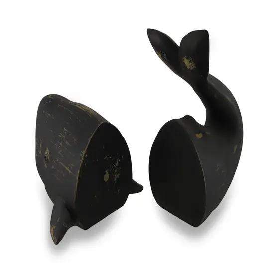 Distressed Finish Whale Top and Tail Bookends Set of 2 {4}