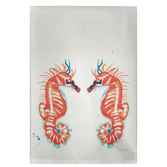 Betsy Drake Coral Sea Horses Guest Towel {1}