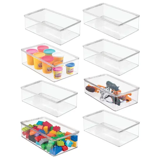 mDesign Plastic Stackable Toy Storage Bin with Attached Lid {1}