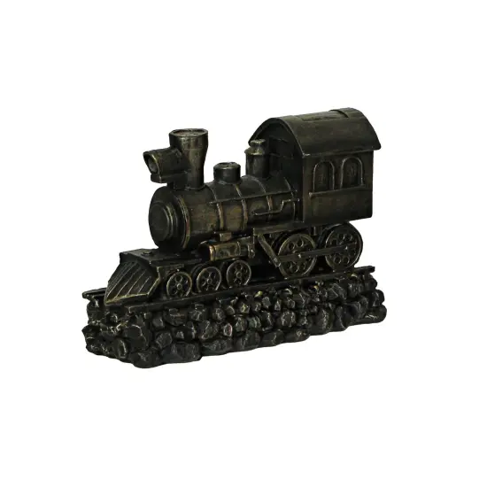 Set of 2 Bronze Steam Locomotive Bookends Decorative Resin Train Shelf Decor Art {3}