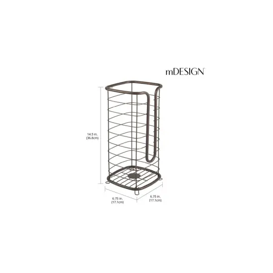 mDesign Metal Free Standing Toilet Paper Stand, Holds 3 Rolls {3}