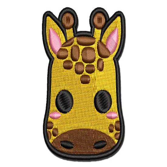 Charming Kawaii Chibi Giraffe Face Blushing Cheeks Multi-Color Embroidered Iron-On or Hook & Loop Patch Applique {1}
