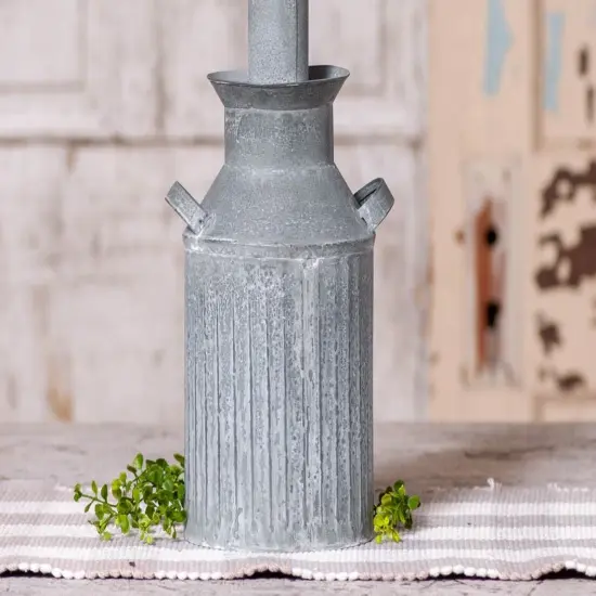Irvins Country Tinware Milk Jug Lamp Base in Weathered Zinc Grey {4}