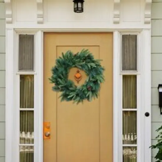 24" Angel Pine Wreath - 6 Realistic Pine Cones, Lush Greenery, Perfect for Front Doors, Walls, Mantels - Ideal for Holiday & Year-Round Decor - 2024 Christmas Collection, Floral Home by Artificial Flowers {3}