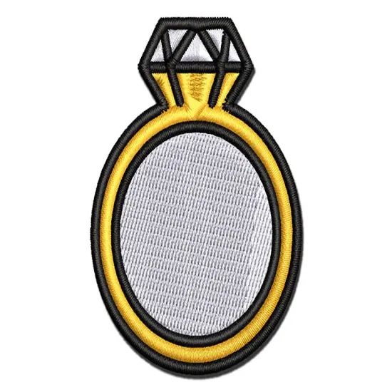 Diamond Ring Wedding Engagement Multi-Color Embroidered Iron-On or Hook & Loop Patch Applique {1}