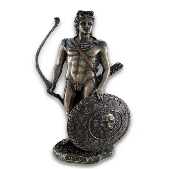 Roman/Greek God Apollo with Shield and Bow Bronzed Statue {1}