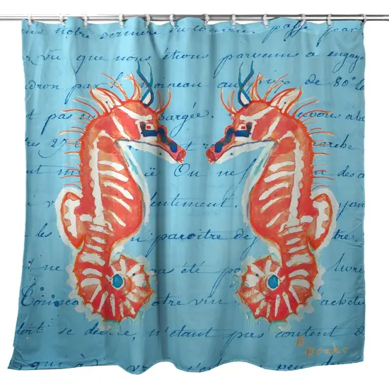 Betsy Drake Coral Seahorse Shower Curtain {1}