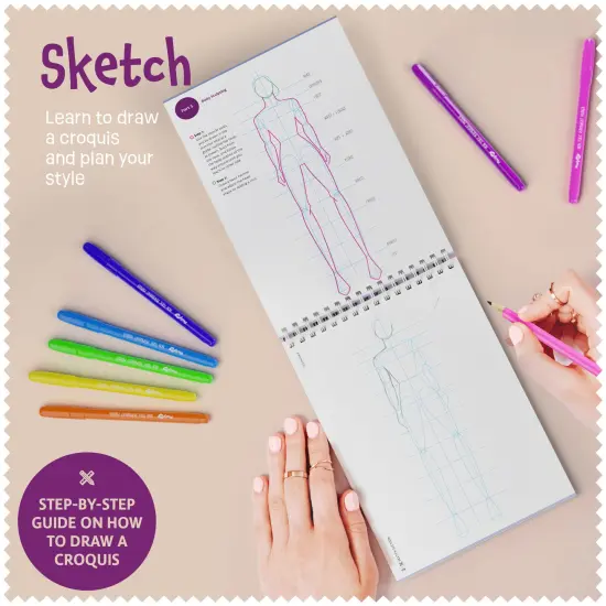 Pretty Me Fashion Design Studio - Sewing Kit for Kids - Designer Dress Girls Arts Crafts Kits Ages 6, 7, 8, 9, 10, 11, 12 Age - Sketch, Sew, Style - Kid Art Projects Gift - Girl Craft Activities Gifts {3}