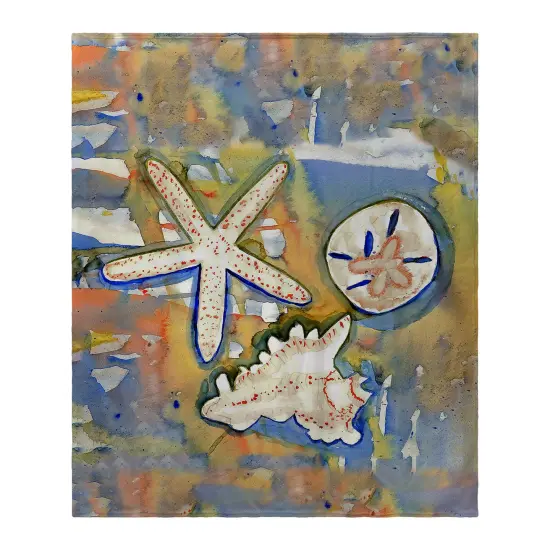 Betsy Drake Beach Treasures Fleece Blanket Multicolor {1}