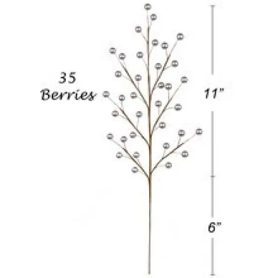 17" Silver Artificial Berry Sprays - Set of 24, Lifelike Stems - Perfect for Wreaths, Garlands, Trees - Festive Christmas Decor - 2024 Christmas Collection, Floral Home by Artificial Flowers {5}
