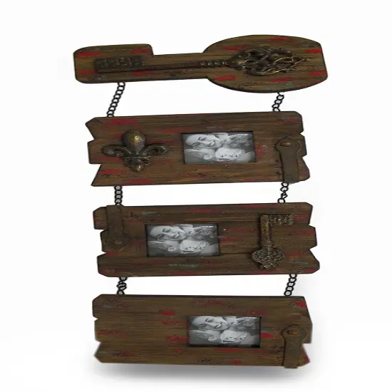 3 Panel Shabby Chic Recycled Wood Wall Photo Frame {1}