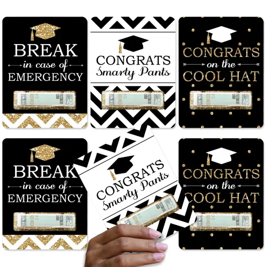Big Dot of Happiness Tassel Worth The Hassle - Gold - DIY Assorted Graduation Cash Holder Gift - Funny Money Cards - Set of 6 {1}