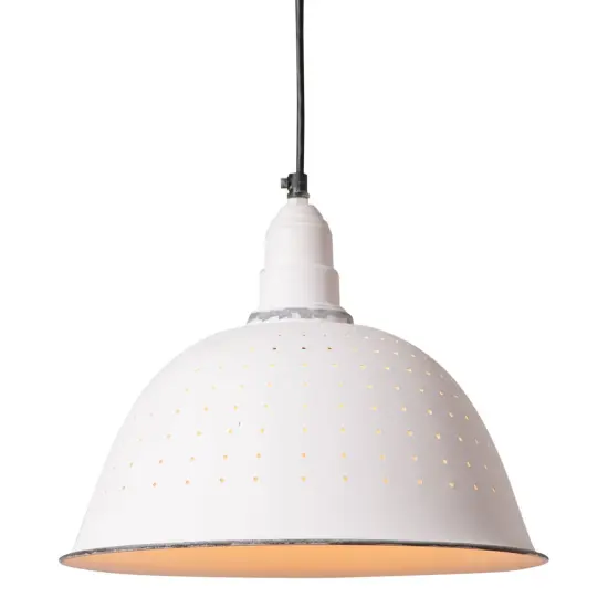 Irvins Country Tinware Colander Pendant Light in Rustic White {1}