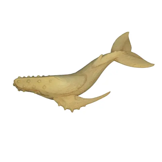 12" Hand Carved Humpback Whale Wooden Sculpture, Nautical Coastal Decor Figurine {3}