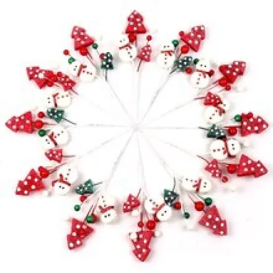 Set of 12: Assorted White Snowman Picks with Berries & Trees | 9-Inch | Festive Holiday Decor | Trees, Wreaths, & Garlands | Christmas Picks | Home & Office Decor {4}