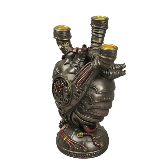 Augmented Artery Device Steampunk Human Heart Triple Taper Candle Holder {1}