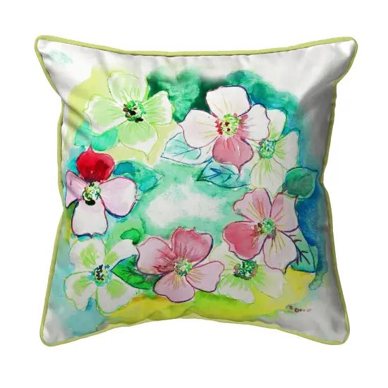Betsy Drake Flower Wreath Large Indoor/Outdoor Pillow 18x18 Multicolor {1}
