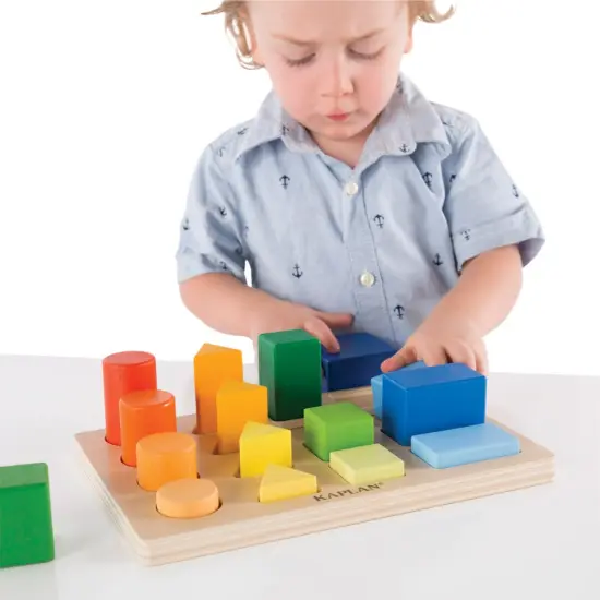 Kaplan Early Learning Company Wooden Colorful Shape and Height Sorter {3}
