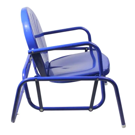 Northlight Outdoor Retro Metal Tulip Glider Patio Chair, Blue {5}